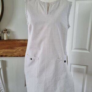 Jaeger England A-Line Dress/ Sleeveless/ Tan Pinstripe/ Size 12